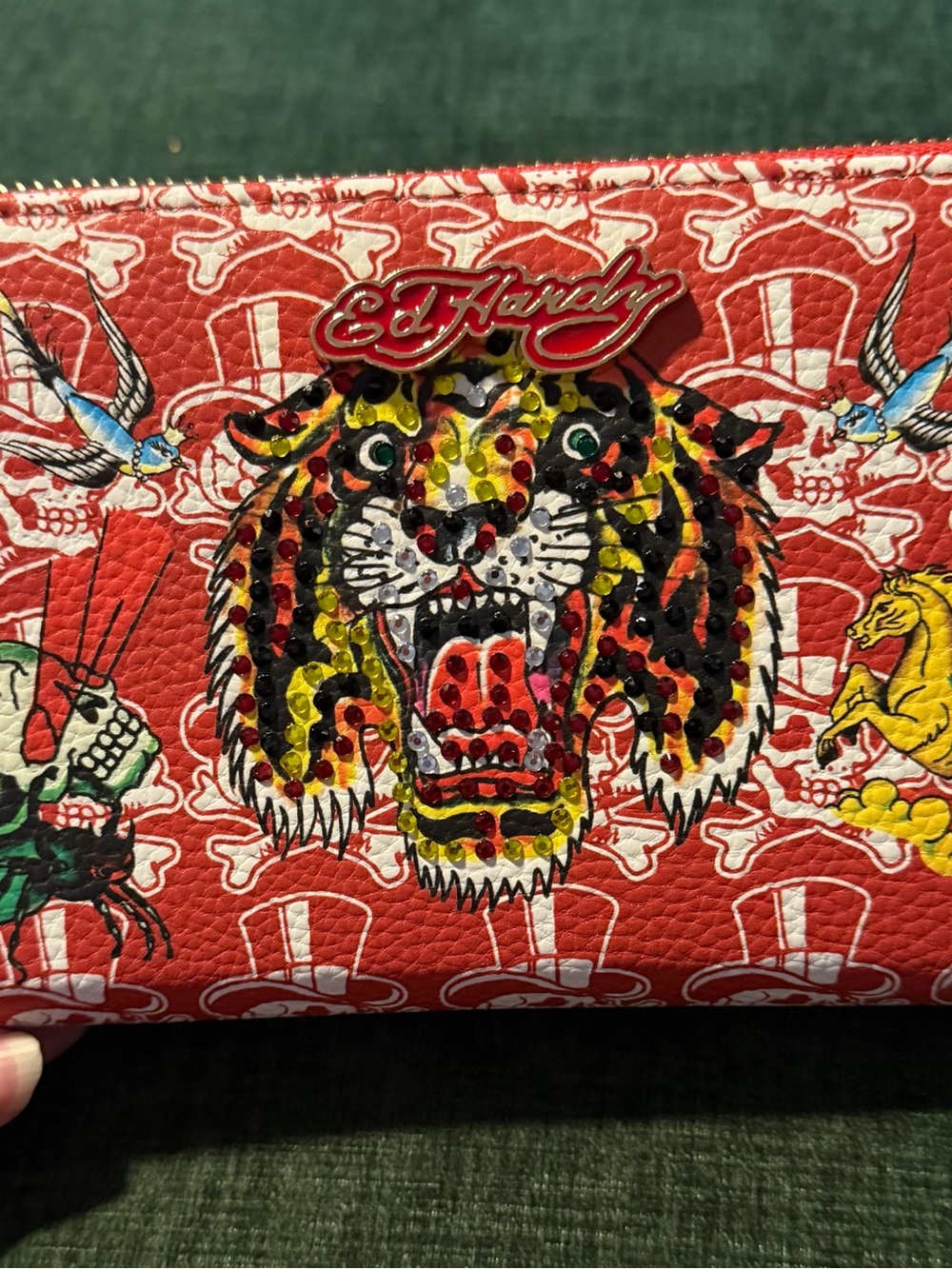 Ed Hardy Red Tiger Zip Wallet